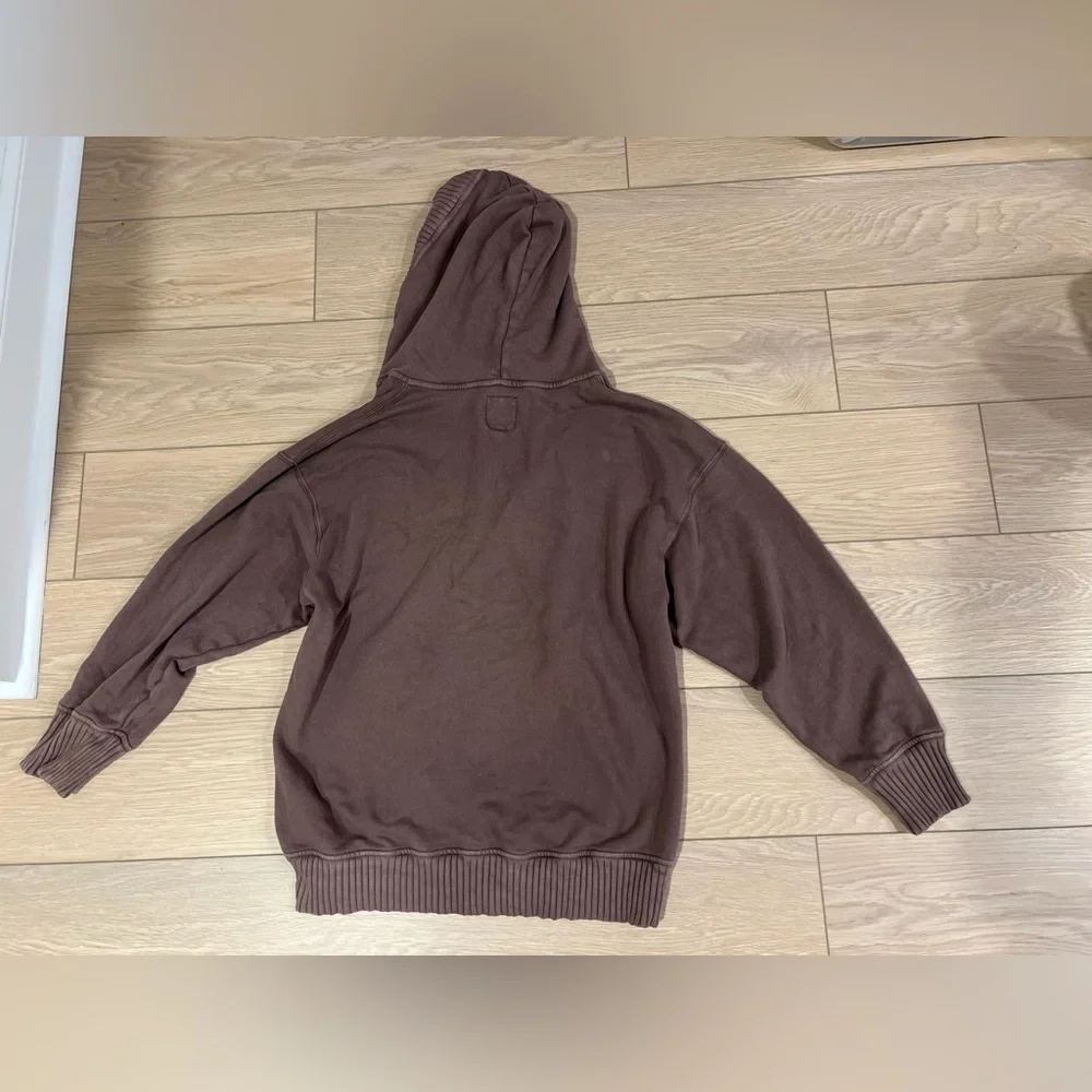 Aerie Down to Earth oversized Henley sweatshirt hoodie brown size medium - Picture 6 of 10